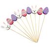 100Pcs/Bag Bamboo Skewers Multipurpose Disposable Cartoon Rabbit Egg Festive Food Grade Decorative Gift Easter Fruit Sticks Toothpicks Cake