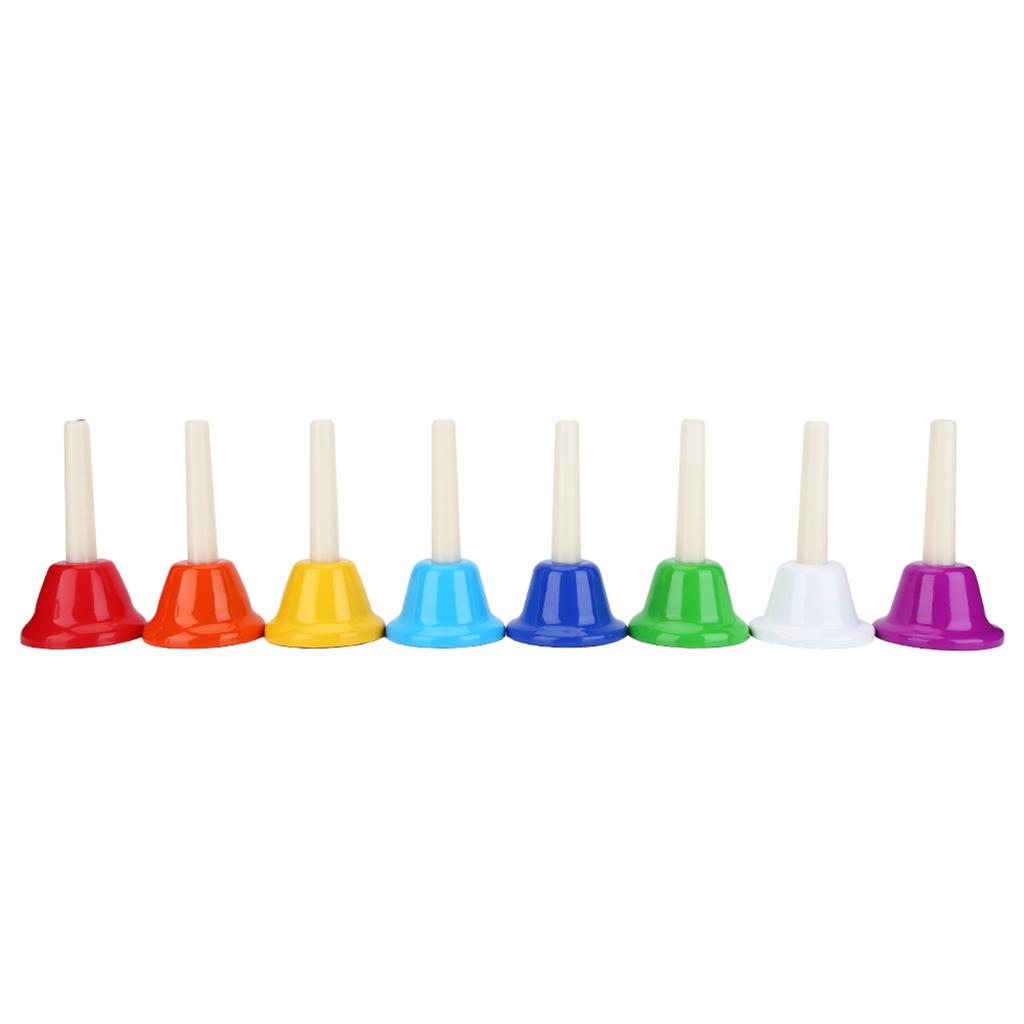8 Note Colorful Metal Hand Bell Handbells Set Musical Instrument Toy for Kids Children