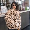 Новинка зимы, свободное и утолщенное шерстяное пальто для женщин, корейская версия теплого пальто из искусственного меха с леопардовым принтом из овечьей шерсти
