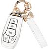 For Ford Key Fob Cover - Soft TPU Key Fob Case For Ford Edge Fusion Explorer Mustang Lincoln MKZ MKC MKX Smart Keyless Remote Key(Pink)