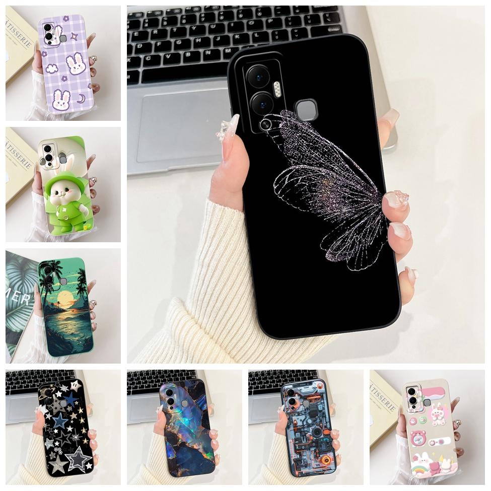 For Infinix Hot 12 Play Case Silicone Cute Fashion Butterfly Love Painted For Cover Inifnix Hot 12 Play Phone Case X6816 X6816C