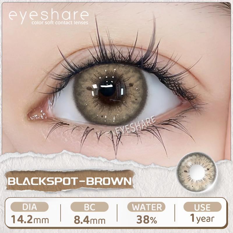 EYESHARE 1 Pair (0~-6.00 Grade) Colored Contact Lenses for Eyes Doll Black Natural Color Lenses with Prescription Degree