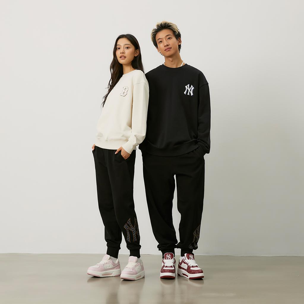 New MLB MONOGRAM Collection New York Yankees 24FW Knitted Sweatpants Unisex Black 3APTM0144-50BKS