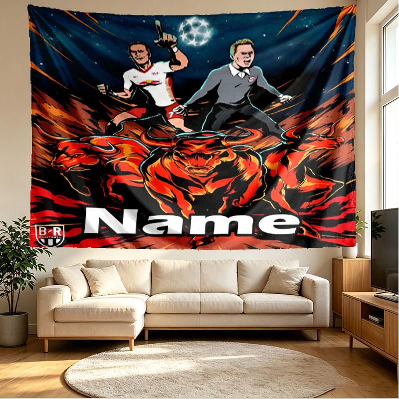 Custom Name Personalized RB Leipzig Print Tapestry, Wall Art Decor, Bedroom, Dorm, Apartment, LivingRoom, Party Backdrop, Gift for Birthday