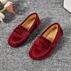 Роскошные бархатные мокасины для девочек, мягкие лоферы, детские красные черные велюровые слипоны, плоская обувь для мальчиков, нарядные лодочки, zapatos