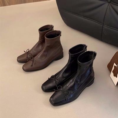 Модные туфли на блочном каблуке с квадратным носком, черные женские ботильоны, новинка осени и зимы 2025