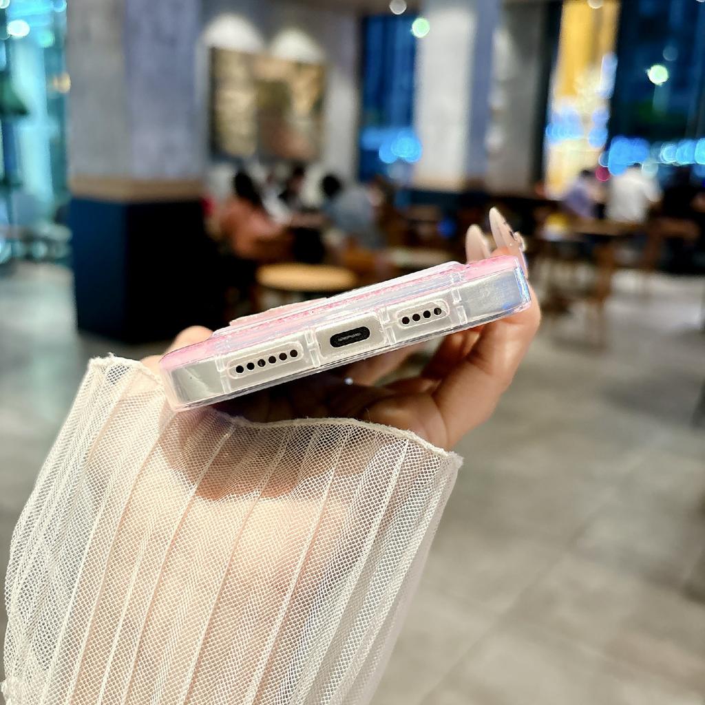 For iPhone 16 Pro Case with 3 Butterflies Decor Glitter Rhinestone Epoxy Design TPU Phone Cover