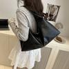 Big Soft Leather Tote Bag Vintage Women's Armpit Bag Solid Color Large Shoulder Bag Girls