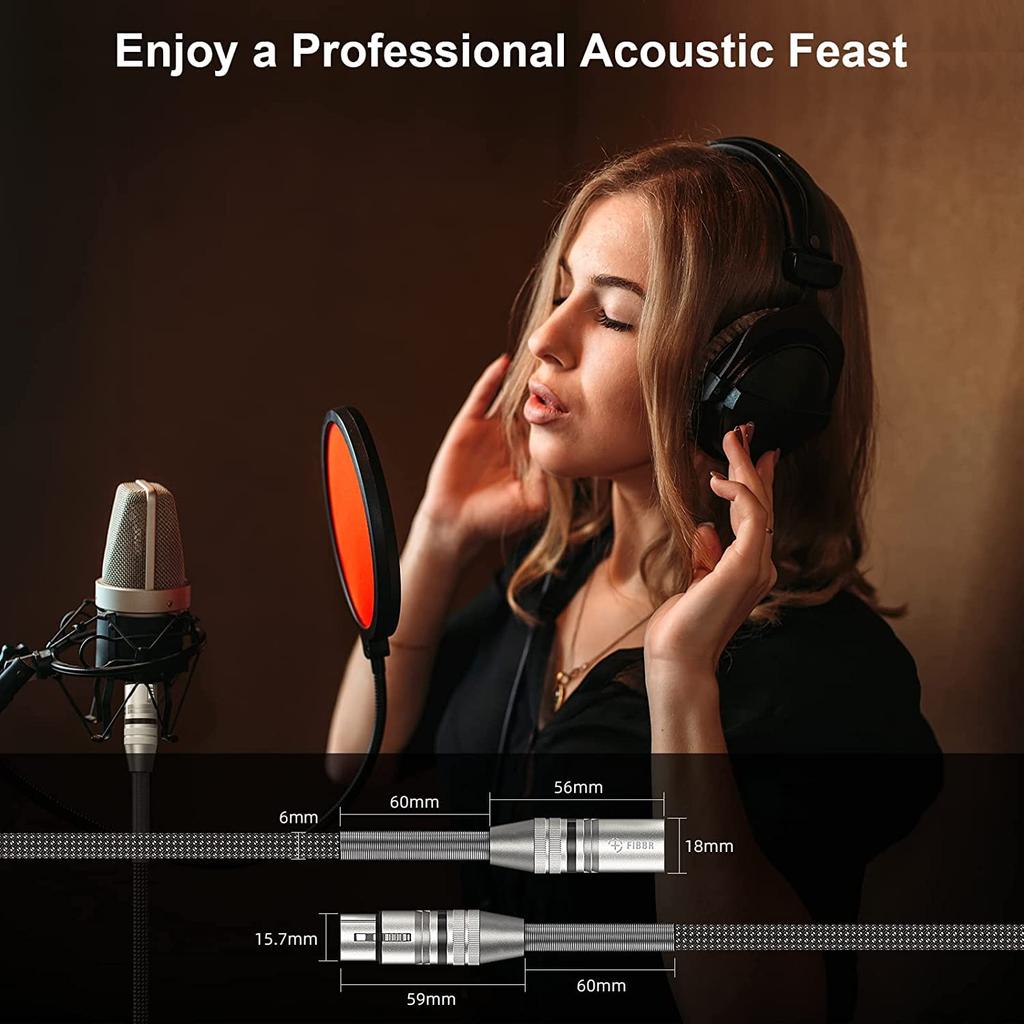 XLR Cable Pack, FIBBR Microphone Cable Nylon Braided XLR Male To Female Heavy Duty Balanced Mic Cord Compatible with Preamps, Speaker Systems, Etc.