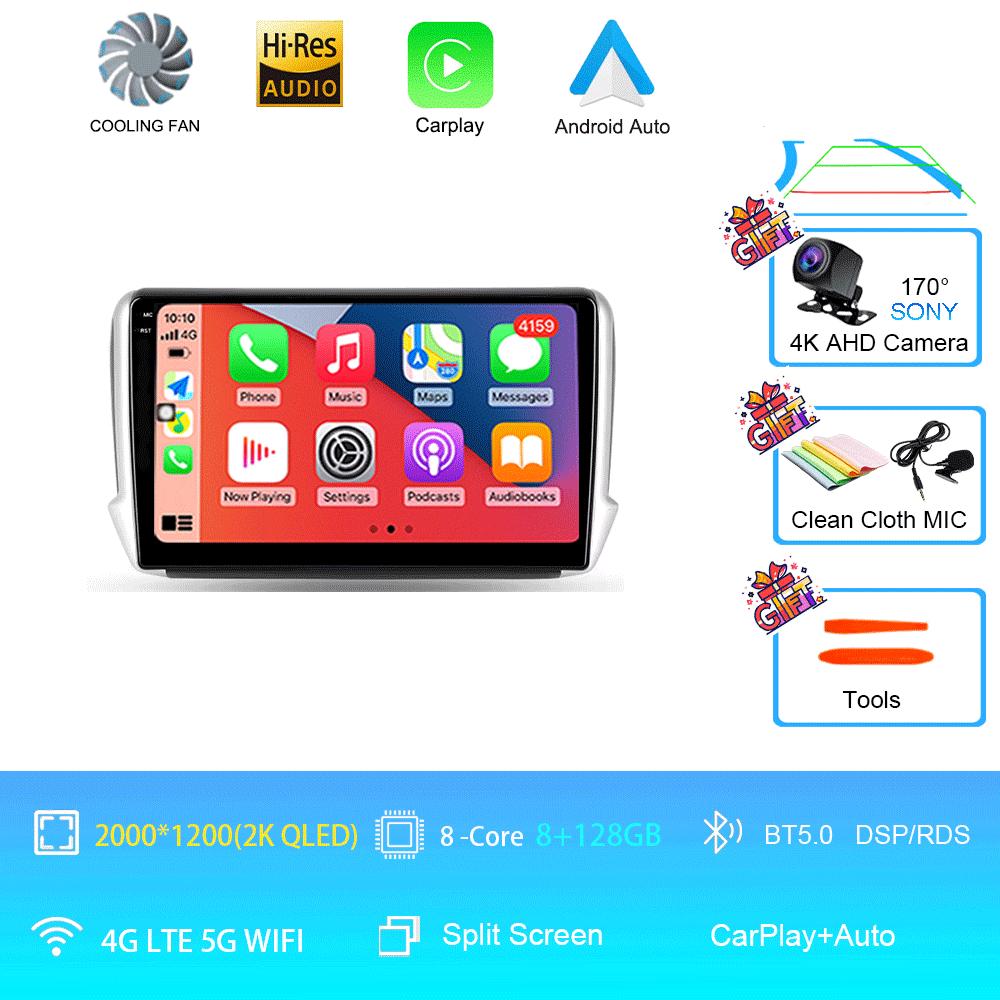 Автомагнитола Android 14 2 Din Видео Для Peugeot 2008 208 Мультимедийная система 2012 - 2018 GPS-навигация Авторадио WIFI 4G FM Carplay