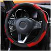 1pc for Car Steering Wheel Protection Cover Interior Black Purple Carbon Fiber Leather Diameter Easy Installation