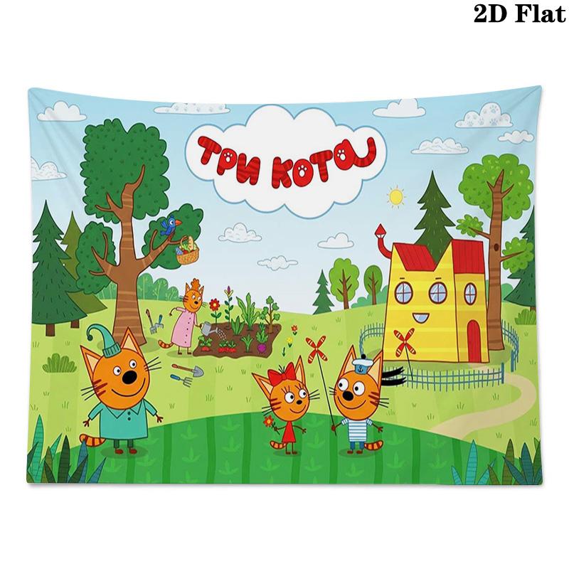 Cartoon Kid-E-Cats Wall Tapestry Aesthetic Wall Hanging Printed Fabric Blanket Decorative Tapestries for Bedroom Living Room Home Decor