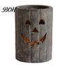 Spooky Halloween Atmosphere Lighting Pumpkin Candle Holder, Resin Hollow Candlestick, Vintage Country Durable Waterproof Statues Style Lantern