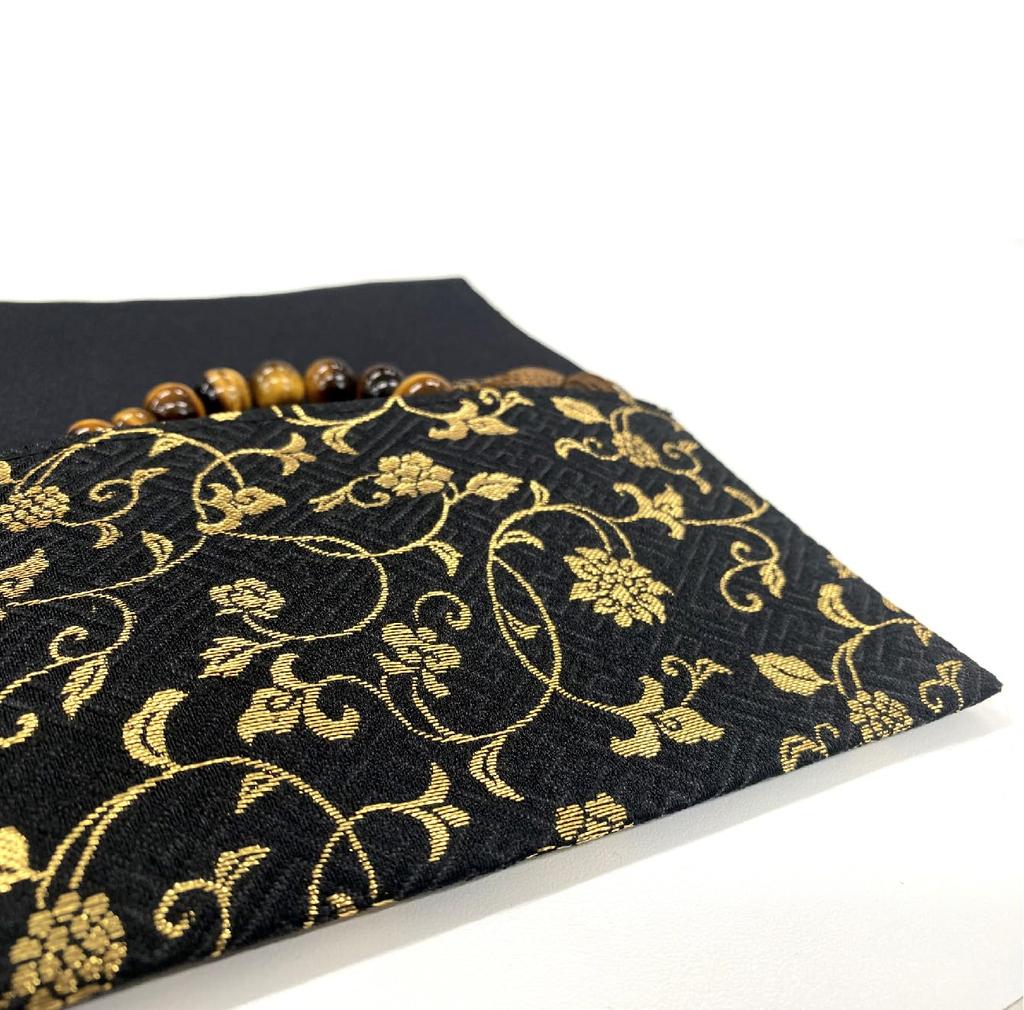 Mashuur Gold Brocade Prayer Bead CasePurpose Bead Bag for Men and Women, Suitable for Celebrations, Funerals, and Wakes (Black)