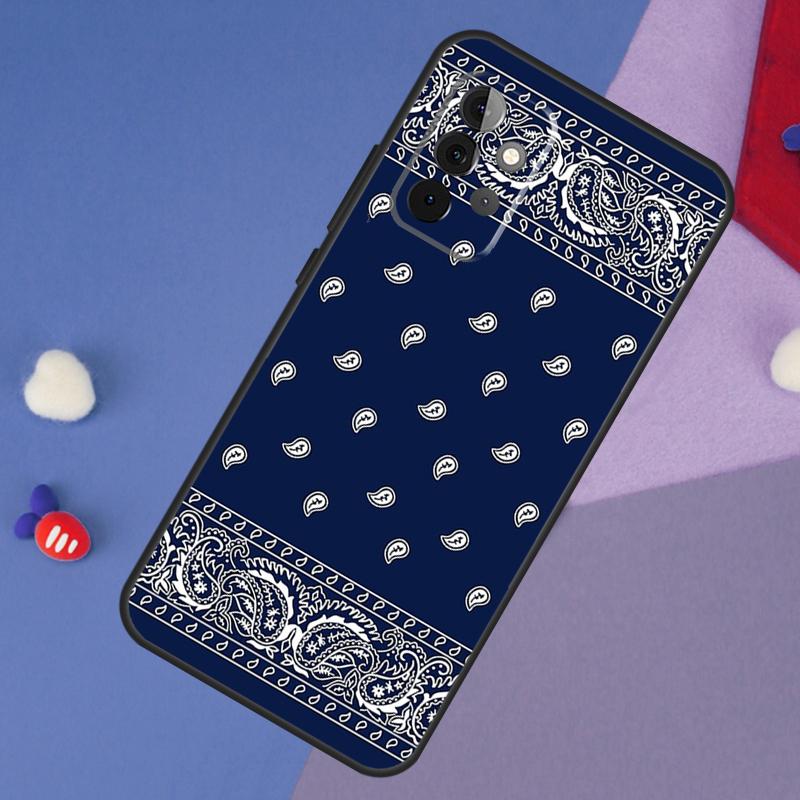 Blue Bandana Paisley Case For Samsung Galaxy A13 A16 A26 A36 A56 A06 A55 A35 A15 A54 A34 A14 A53 A12 A22 A32 A52