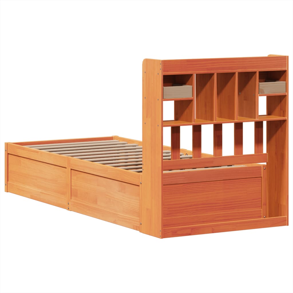 Solid Wood Bed without Mattress Wax Brown 75 x 190 cm Pine Wood