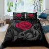 Rose Duvet Cover Set Red Rose Floral Bedding Sets Flower Butterfly Comforter Cover for Women Modern Fashion Marble Quilt Cover