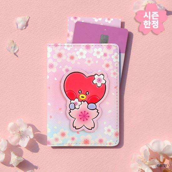 BT21 Кожаный чехол для патч-карты [Cherry Blossom], подлинные официальные товары, KPOP, KBeauty, бесплатные образцы