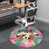 1pc Floral Dog Office Round Rug, Non-slip, Soft and Durable Office Rug for Interior Decoration, Perfect for Office, Beautiful Decoration yy260323012