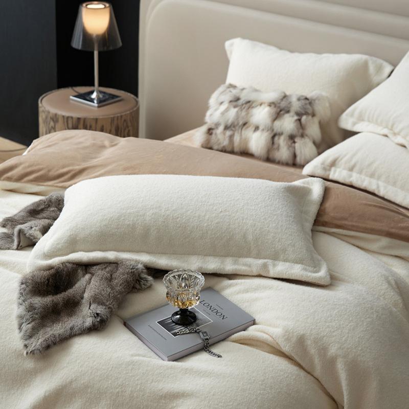 High-Grade Gorgeous A Version 350G Dolly Cashmere B Version 230G Thermal Oxygen Fleece Four-Piece Set Thickened Milk Fleece Sheets