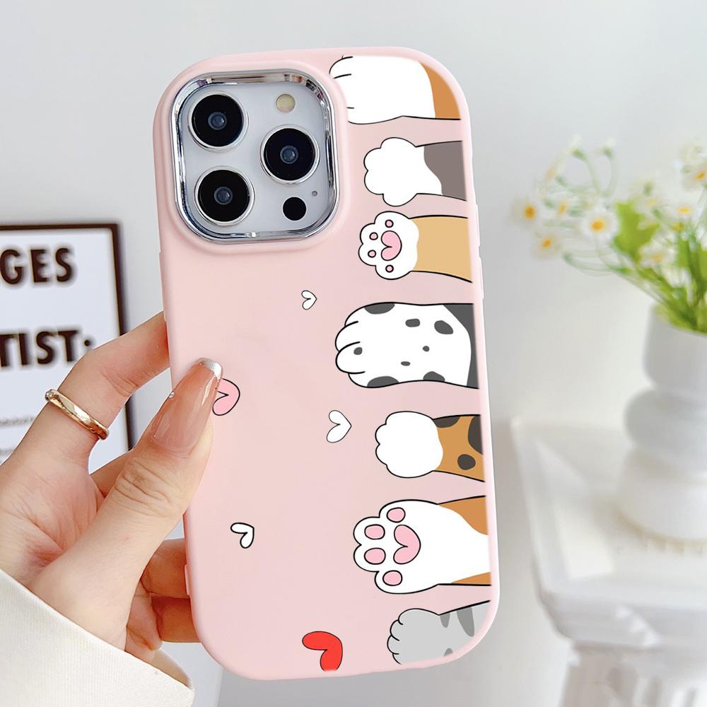 LZ9 мультяшный кот милый художественный дизайн мягкий чехол для телефона Samsung S24 Ultra S23 Plus S21 A16 A54 A34 A06 Infinix Hot 40 30i защита объектива противоударный чехол