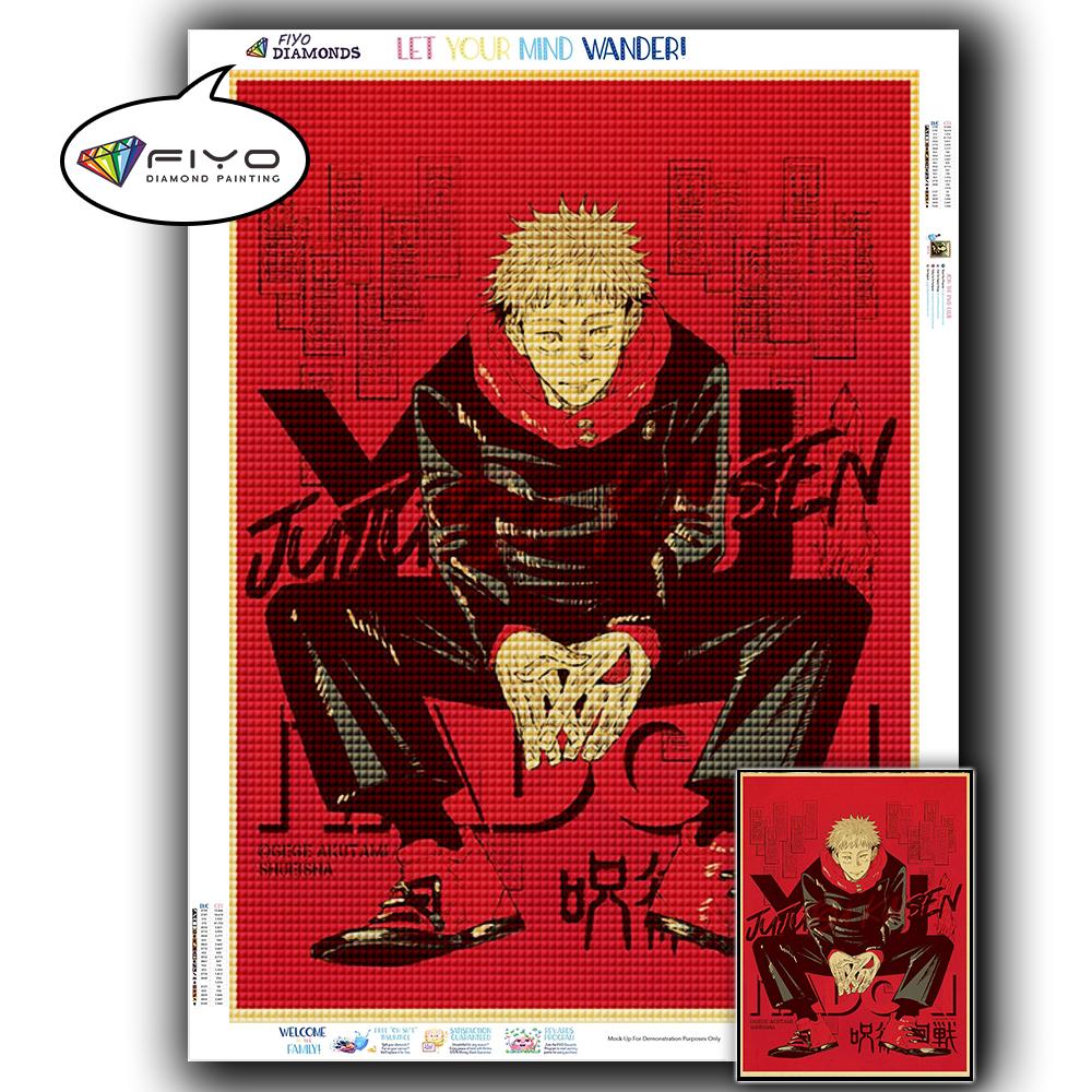5D DIY Алмазная вышивка Аниме Дзюдзюцу Кайсен Картина Стразы Алмазная живопись Бумага Винтаж Плакат Алмазная мозаика Рукоделие Домашний декор