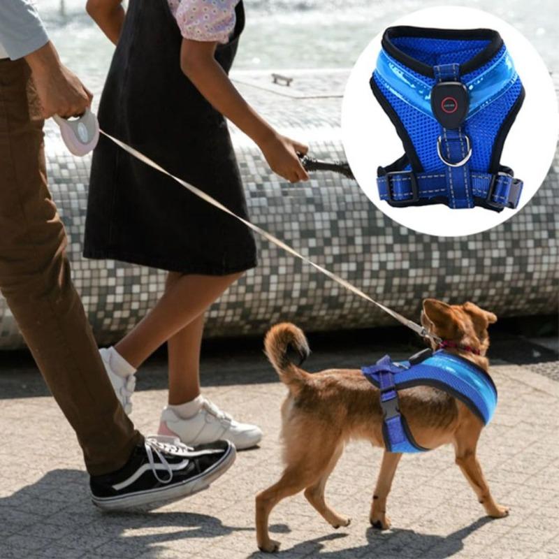 1pc Pet Dog Supplies Luminous Pet LED Harness Rechargeable Waterproof Dog Traction Harness Breathable Dog Vest Walking The Dog