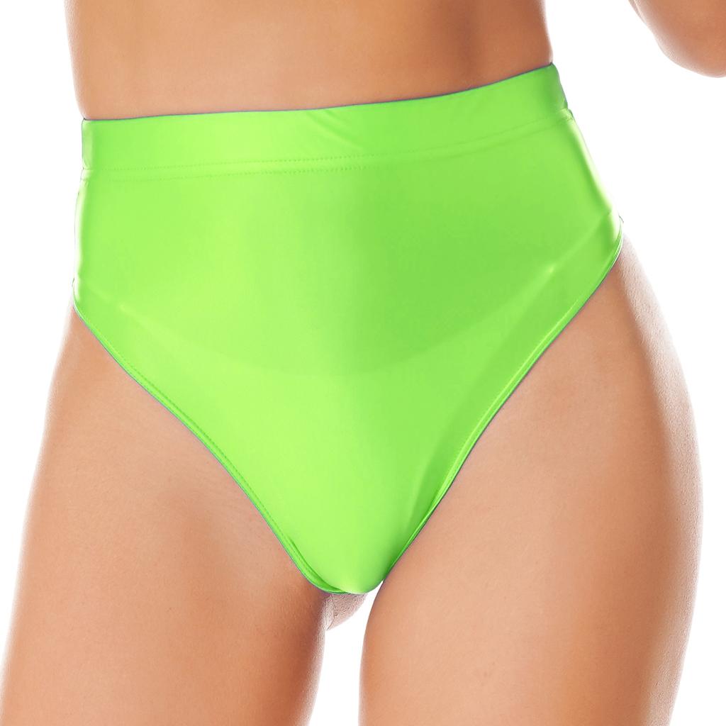 Womens Swimsuit Glossy Solid Color High Waist Briefs Underwear Swimsuit Bottom Beach Pool Party Sunbathing Swimwear
