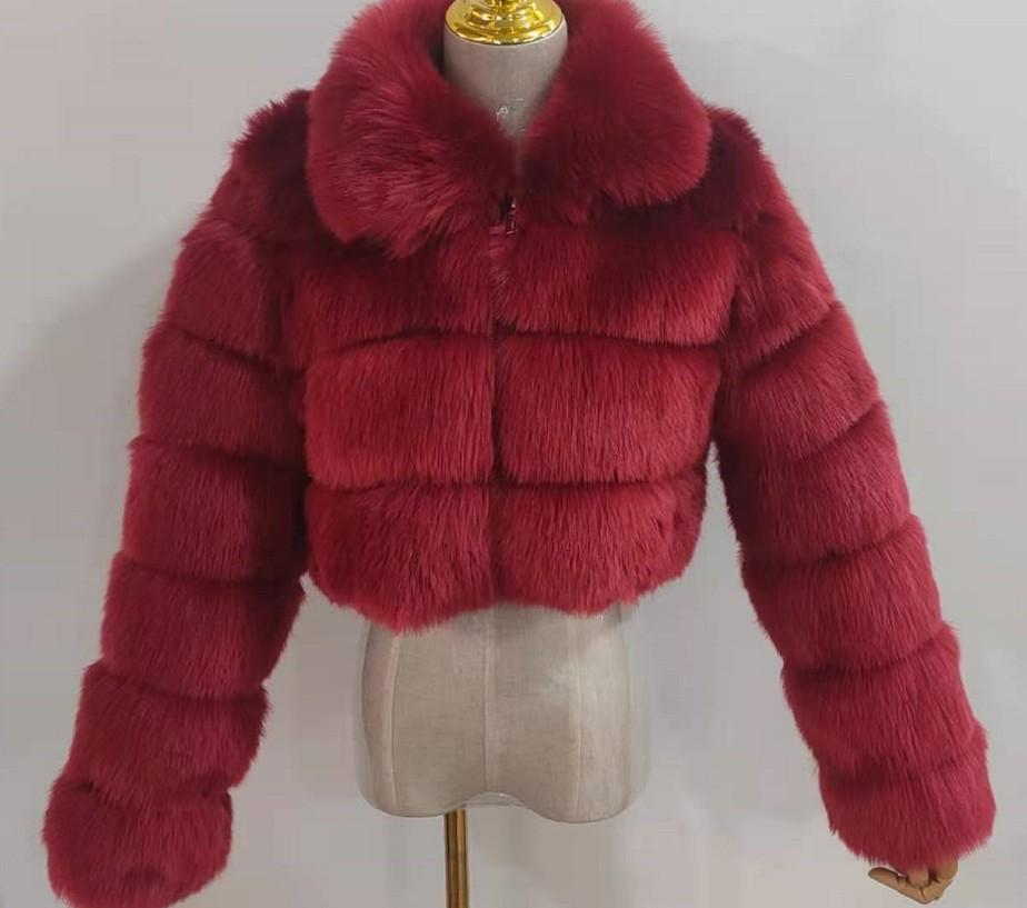 Меховая европейская и американская меховая куртка splicing imitation fox hair короткий воротник куртка с длинным рукавом женская одежда