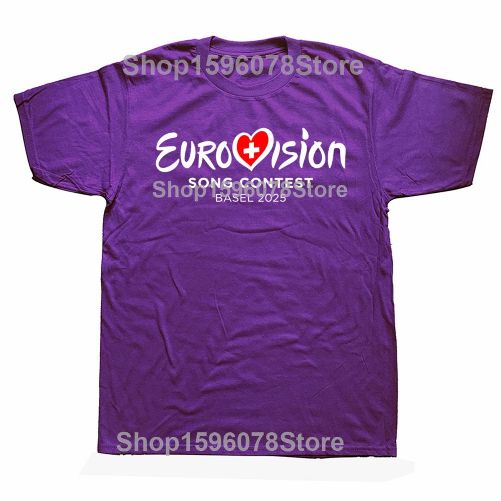 Funny Eurovision Song Contest BASEL 2025 Graphic T-shirts Men Women's Fashion Casual Tshirt 100% Cotton Loose Oversized T Shirt