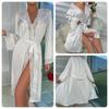 2025 New Arrival Cross-Border Silky Satin Nightgown/Long Bathrobe Shoelace Homewear/Sexy Dating Pajamas