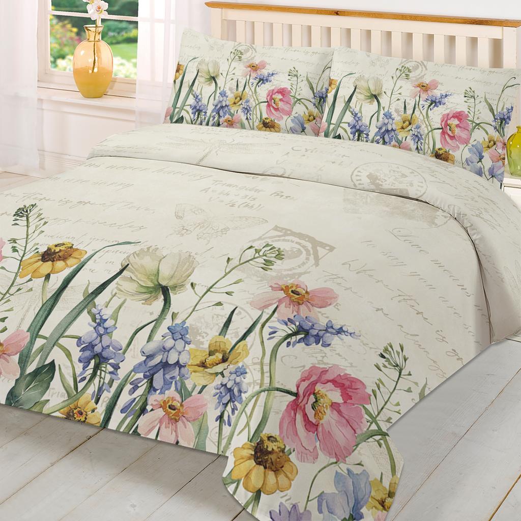 Spring Flowers Plants Wildflowers 3pcs Bedding Set For Double Bed Home Textile Duvet Cover Quilt Cover Pillowcase