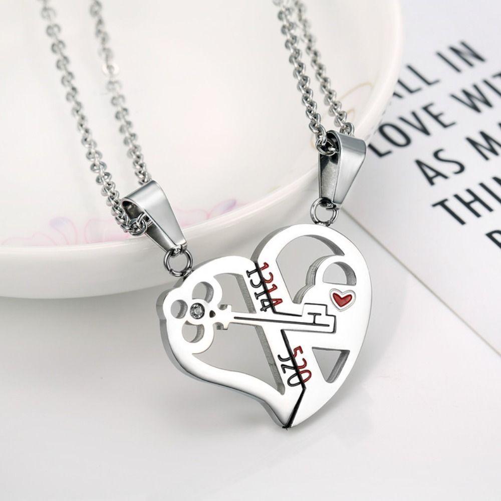 Personalized Design Couple Necklace Titanium Steel Heart Shape Necklace Couple Accessories