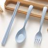 3 шт. портативный набор посуды, экологически чистые палочки для еды, ложка, вилка, пластиковые столовые приборы с коробкой для студентов, офисных работников