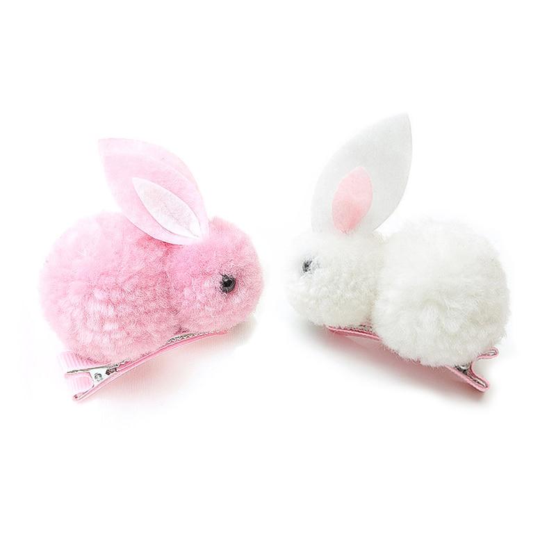 Cute Hair Ball Rabbit Hair Clip Children's Girl Animal Hairpins Korea Simple Hair Accessories Headwear Hairpin