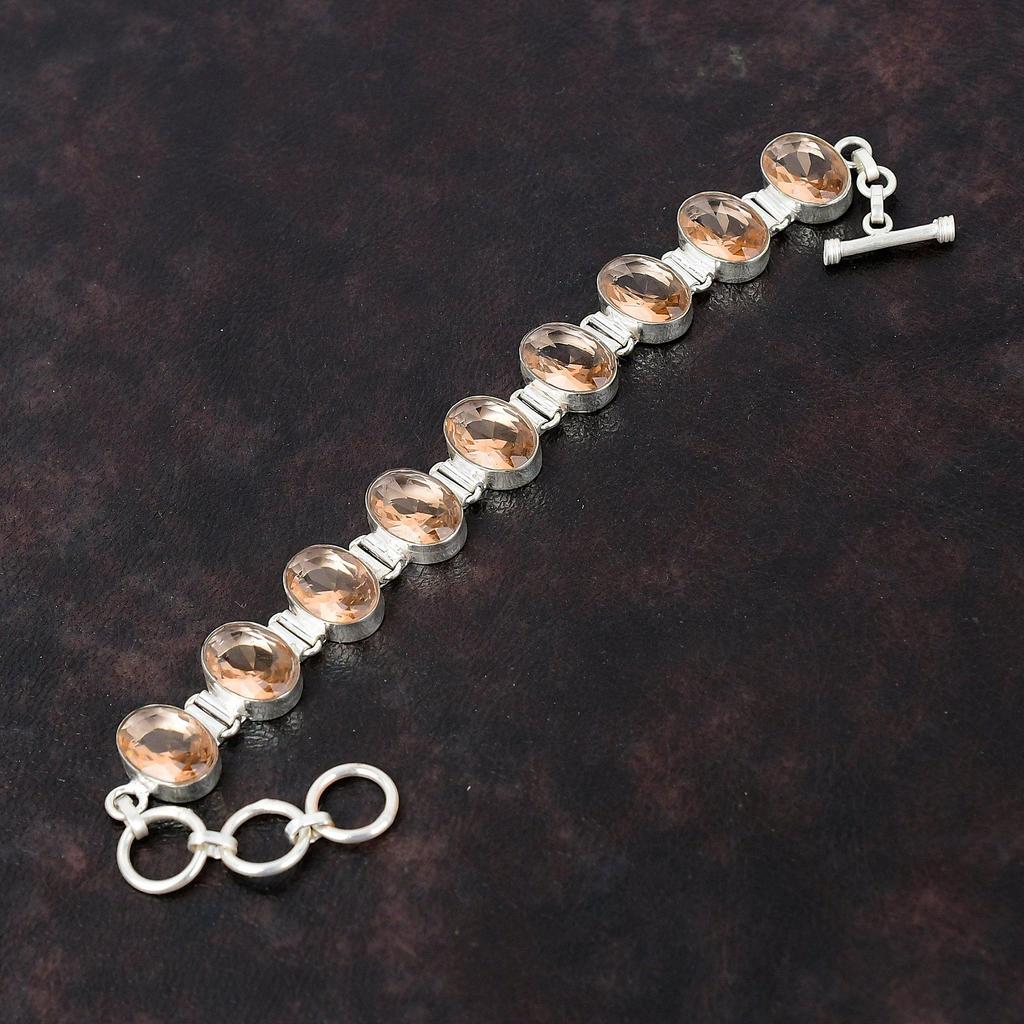 Граненый браслет из морганита, браслет из стерлингового серебра 925 пробы, регулируемый браслет-цепочка, браслет ручной работы, ювелирные изделия из натурального драгоценного камня, подарок для мамы