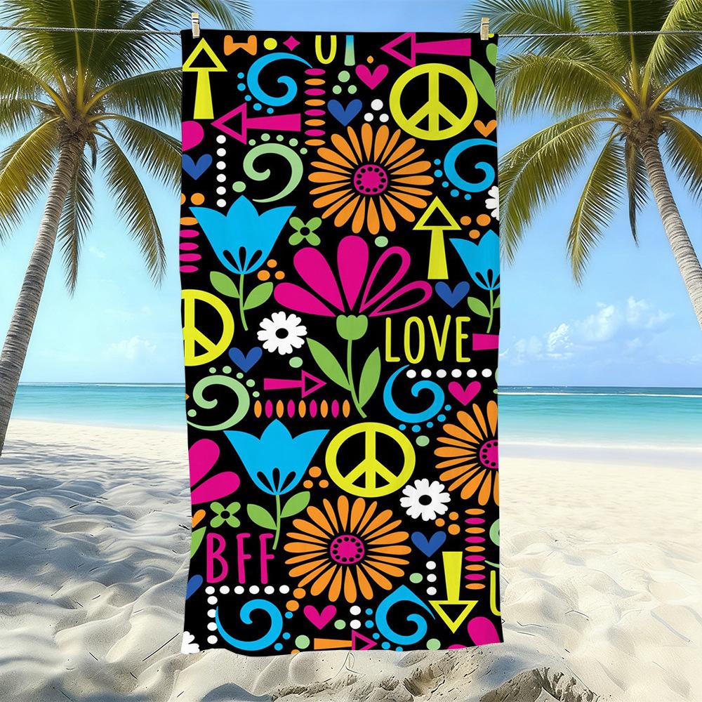Seaside Microfiber Beach Towel, Water-Absorbing Quick-Drying Double-Sided Velvet Printed Bath Towel
