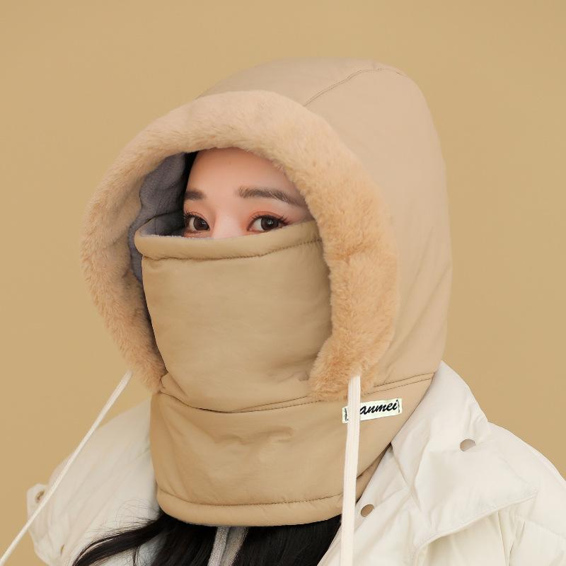 Winter warm Lei Feng hat men's and women's ear protectors, fleece thickened cold-proof mask, scarf integrated hat, windproof cycling hat