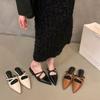 French Retro Bag Head Half Slippers Women's Shoes Wear 2025 New Summer Pointed Lazy Shoes Flat Sandals