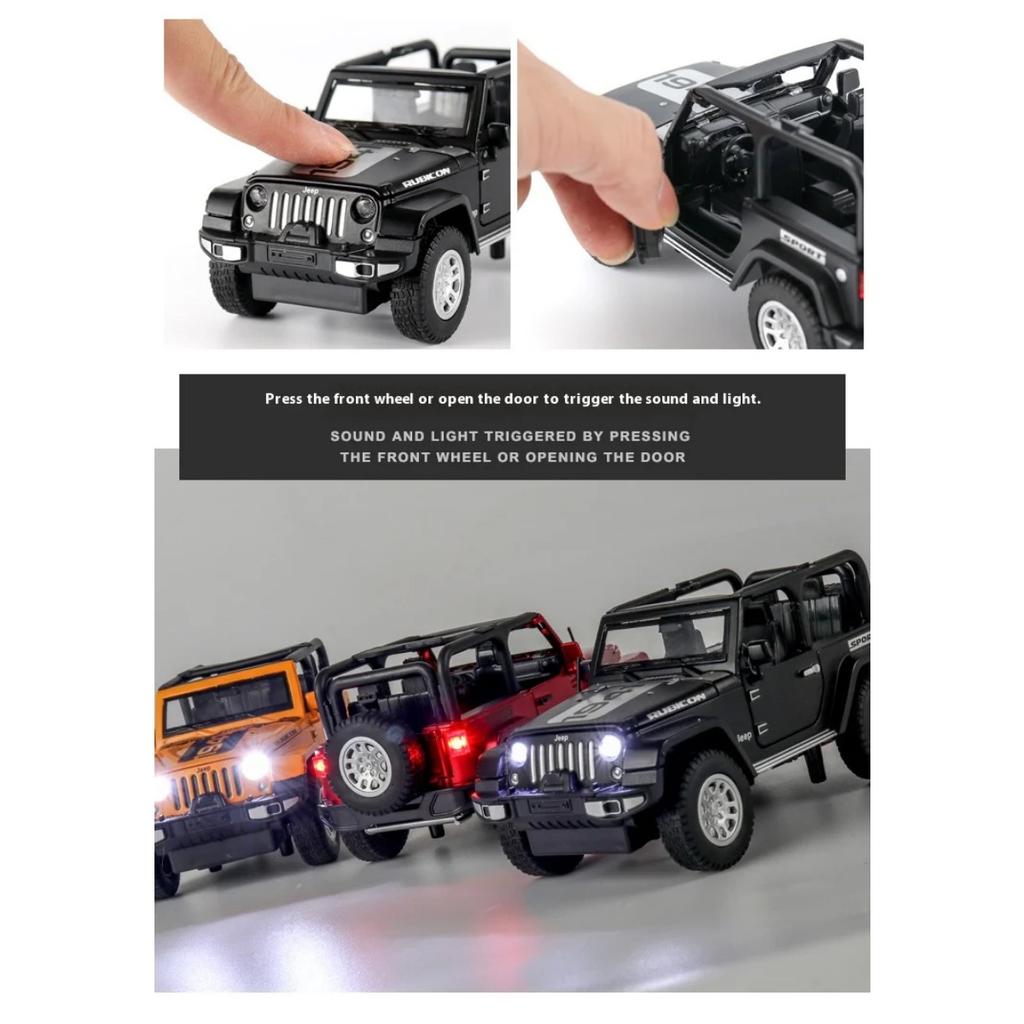 Масштаб 1/32 Модель автомобиля Jeep Wrangler Rubicon из сплава Литой металлический игрушечный внедорожник Модель автомобиля Миниатюрная модель автомобиля Подарок для детей