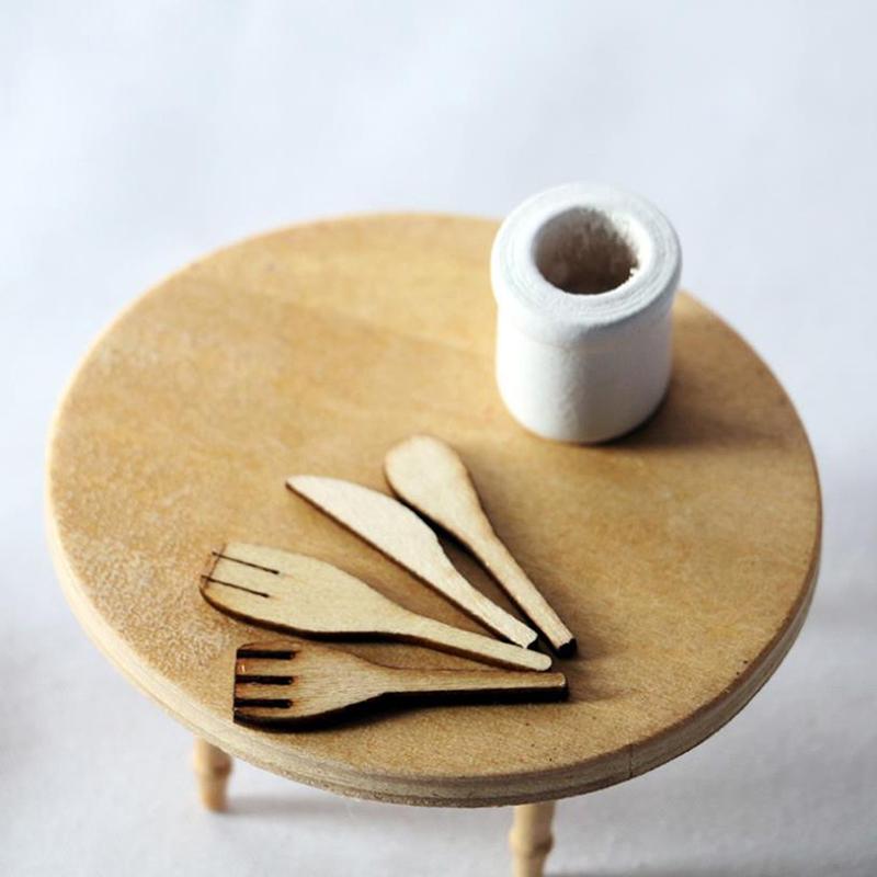 1:12 кукольных мини-деревянных лопаточек, ножей, вилок, венчиков, банок, набор для декора кукольной кухни