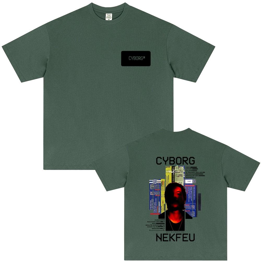 Футболки с графическим принтом рэпера Nekfeu Cyborg, летние, унисекс, женские, хип-хоп, модные, поп-музыка, мужские, повседневные, хлопковые, винтажные