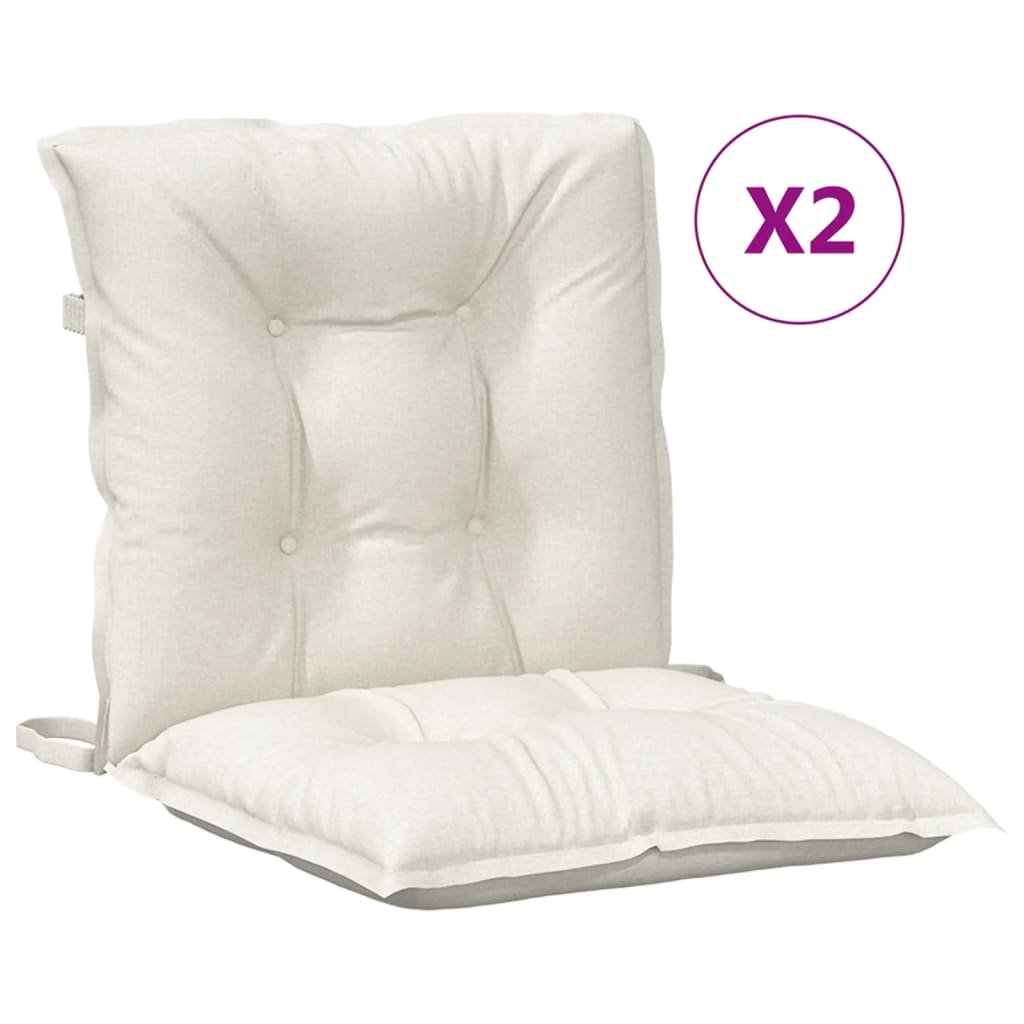 Low Back Chair Cushions Set of 2 Melange Cream 100 x 50 x 7 cm Fabric