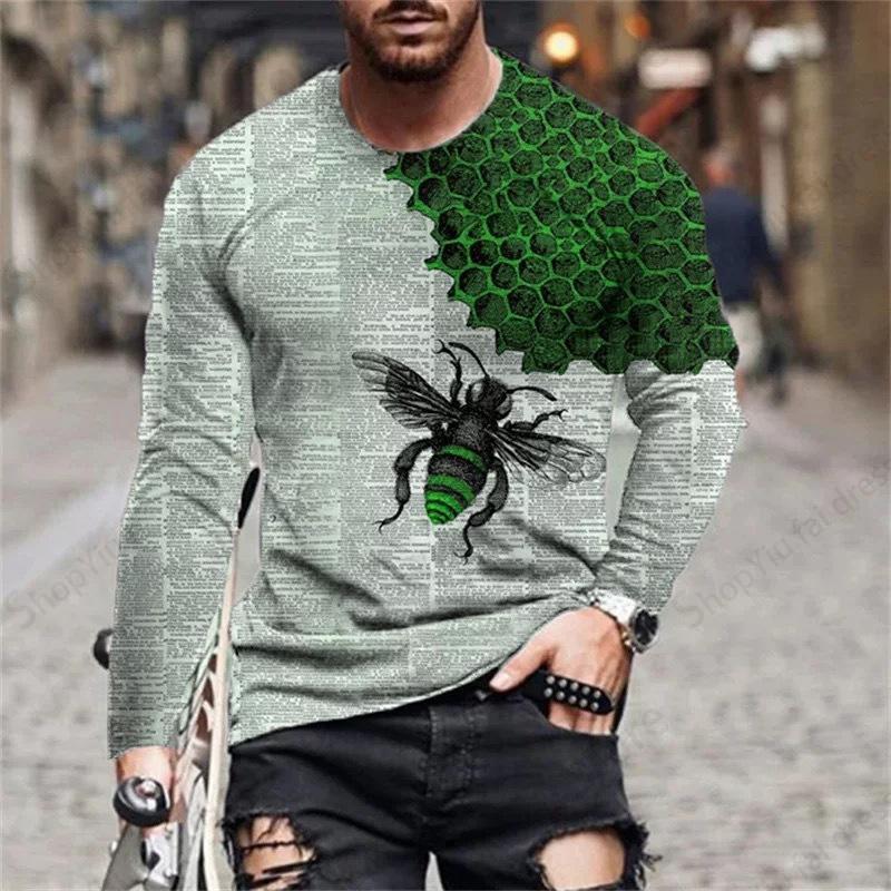 Футболка с принтом Animal Bee 3D для мужчин и женщин, модные футболки с длинным рукавом, графические футболки, уличные топы, футболки, топы Hombre Camisetas