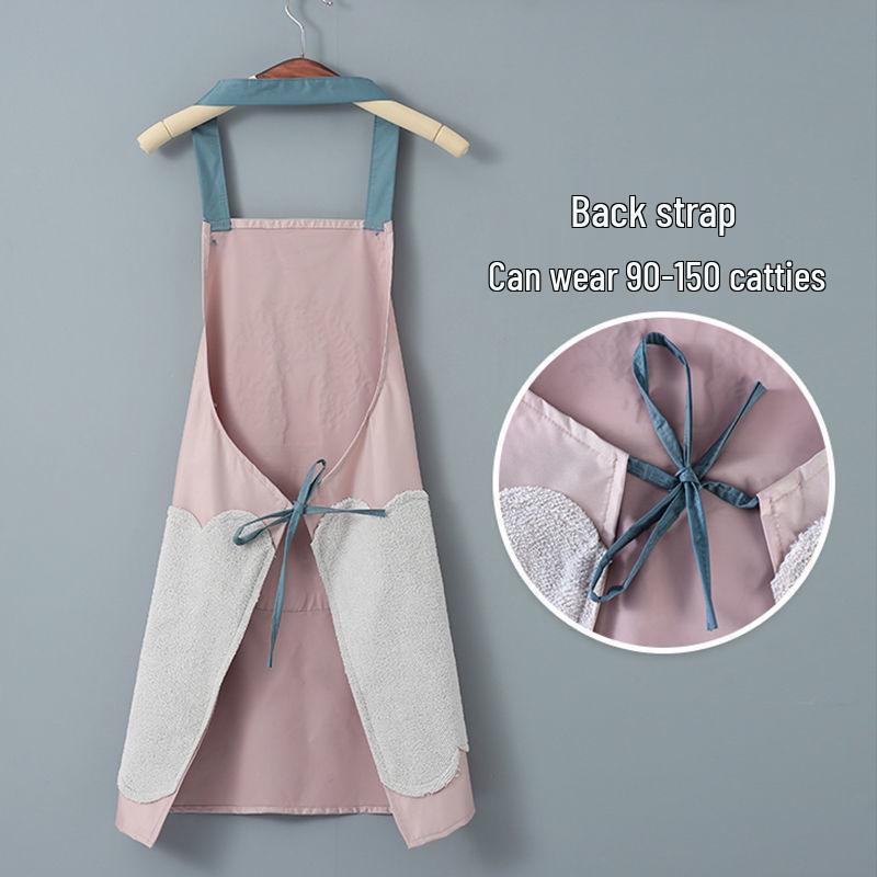 Waterproof & Stain-Resistant Coral Fleece Kitchen Apron - Wreath Rabbit Design, Halter Neck, Korean Style Cartoon.