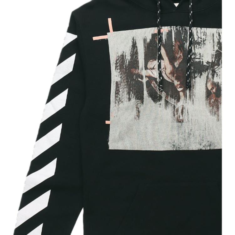 Off-White Растворяющаяся масляная живопись, религиозная полосатая толстовка с капюшоном, мужская толстовка с капюшоном, черная OMBB001F150030031088