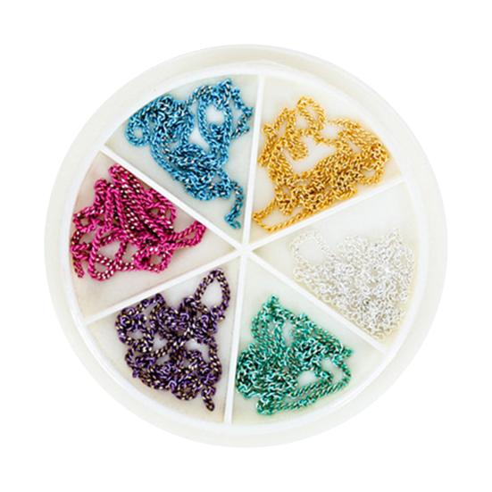 1 коробка металлическая цепочка для украшения ногтей DIY маникюрные аксессуары изысканная красочная цепочка для дизайна ногтей ювелирные изделия для чехла для телефона ожерелье браслет