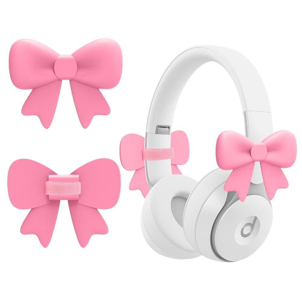 2PCS Silicone Headset Attachment Bow Shape Earphone Charms Creative Headphone Decorations Girls