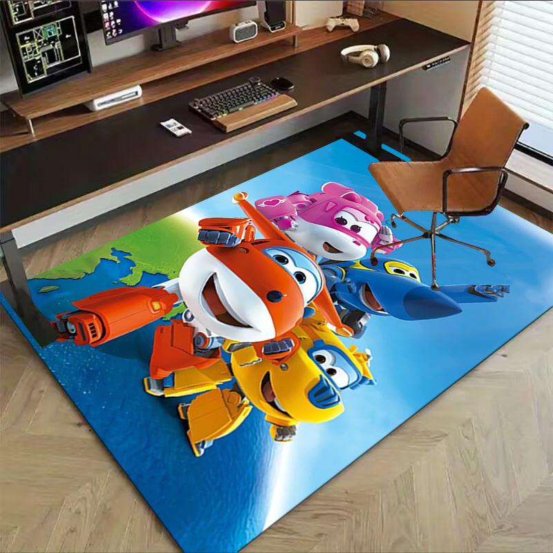 Super Wings Adventure Carpet For Playroom Bedroom Living Room Sofa Home Decorkids Game Area Rug Nonslip Floor Mat