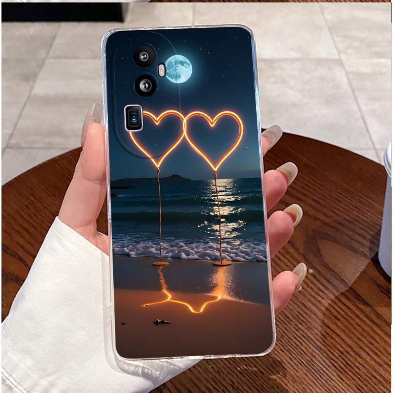 Чехол для телефона OPPO Reno 10 Pro Plus 5G Reno 10 Pro+ Прозрачный Роскошный Милый Заяц с Сердечками Забавный Мягкий Силиконовый ТПУ Защитная Задняя Крышка